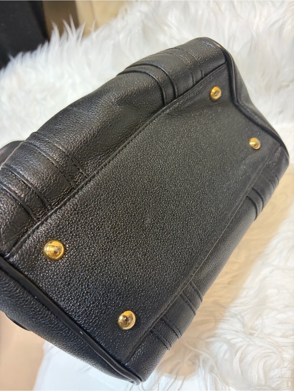MCM Black Pebbled Leather Boston Handbag - Picture 5 of 8